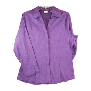 Riders by Lee Women’s M Purple Gingham Button Down Fitted Western Split Cuff